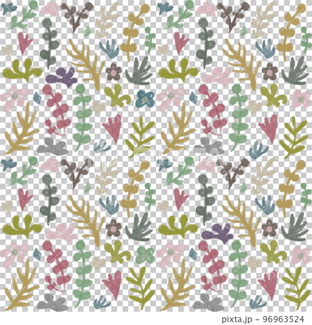 花卉無縫圖案、海藻重複圖案、紋理背景插圖、海藻紡織品 96963524