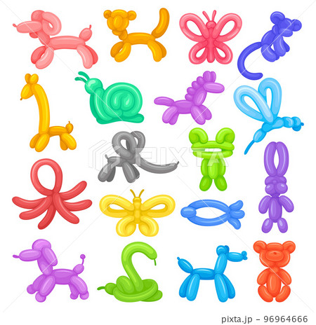 Balloon Twisting Art with Animal Figures Big Vector Set 96964666