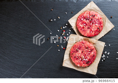 raw home-made beef burger cutlet raw home-made beef burger cutlet 96966415