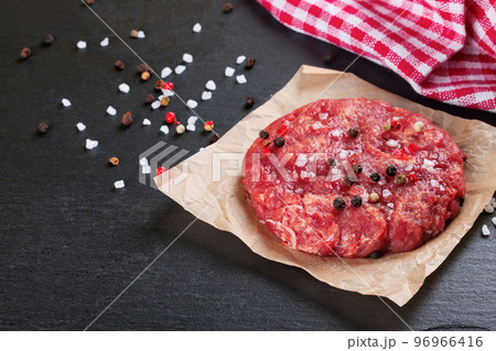 raw home-made beef burger cutlet 96966416
