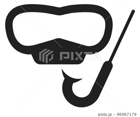 Snorkeling mask black icon. Underwater swimming gear 96967179