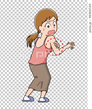 二の腕の肌荒れに驚く女性 96968584