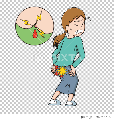 A woman with painful warts and hemorrhoids 96968600