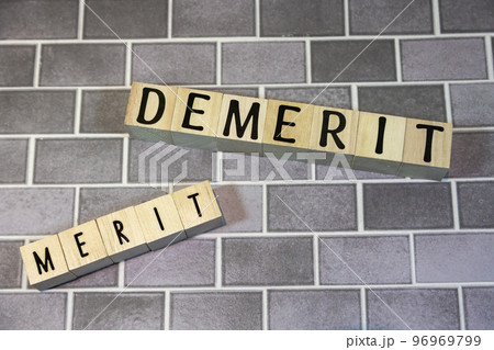 文字ブロック　大きいDEMERITと小さいMERIT 96969799