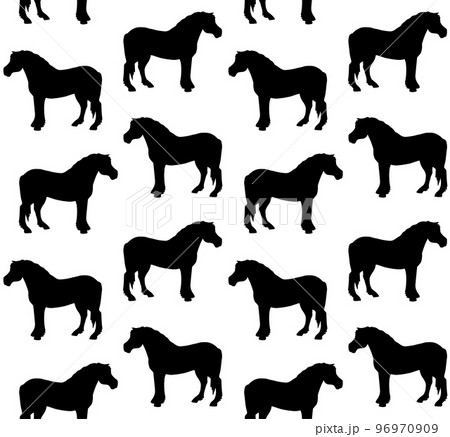 Vector seamless pattern of draft horse silhouette Vector seamless pattern of draft horse silhouette 96970909