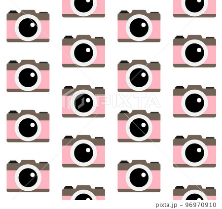 Vector seamless pattern of flat pink photo camera 96970910