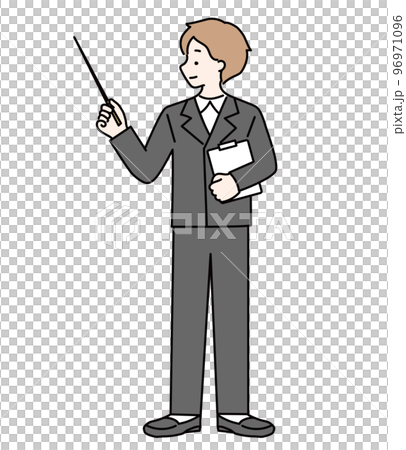Illustration of a man in a suit explaining Illustration of a man in a suit explaining 96971096