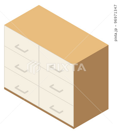 Dresser isometric icon. Wooden drawer home furniture 96971347