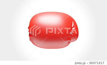 赤いボクシンググローブによる右ストレートパンチを正面から見たフォトリアルな3DCGレンダリング画像 96971817