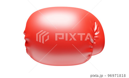 赤いボクシンググローブの右ストレートパンチを正面から見たフォトリアルな透過3DCGレンダリング画像 96971818