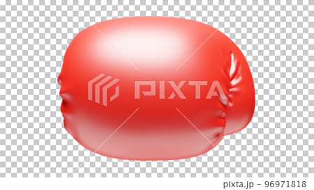 赤いボクシンググローブの右ストレートパンチを正面から見たフォトリアルな透過3DCGレンダリング画像 96971818