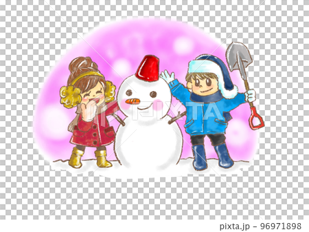 孩子們堆雪人 96971898