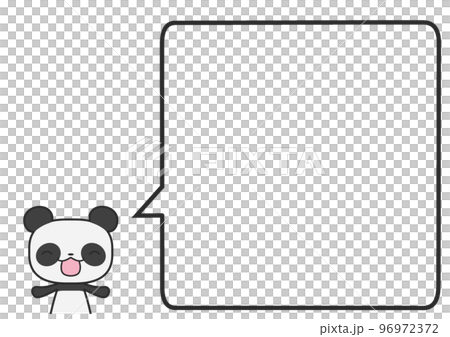 A laughing upper body panda and a simple square speech bubble 96972372