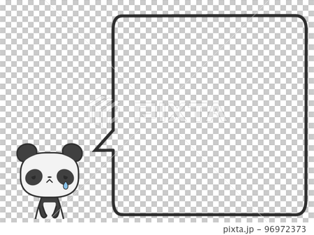 A panda with a sad upper body and a simple square speech bubble A panda with a sad upper body and a simple square speech bubble 96972373