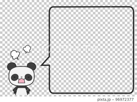 An angry upper body panda and a simple square speech bubble 96972377