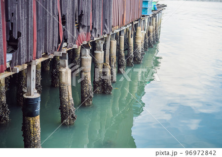 Old houses in the Old Town of Georgetown, Penang, Malaysia 96972842