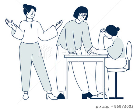 Colleagues talking. Women discussing work problem icon 96973002