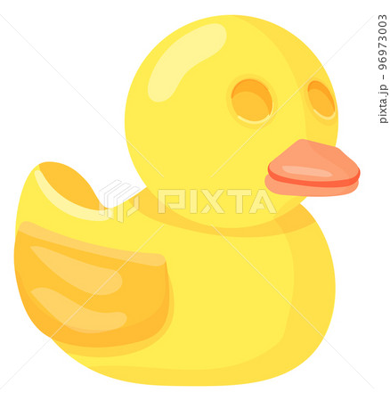 Yellow rubber duck. Cartoon bath toy icon 96973003