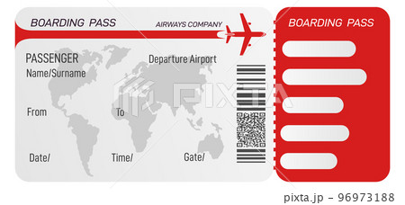 Boarding pass layout. Airplane ticket paper template Boarding pass layout. Airplane ticket paper template 96973188