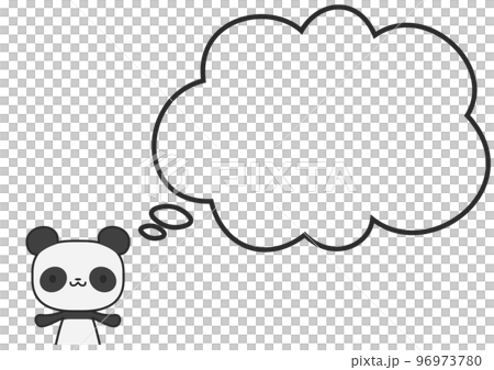 熊貓的上半身和一個簡單的毛茸茸的氣球 96973780