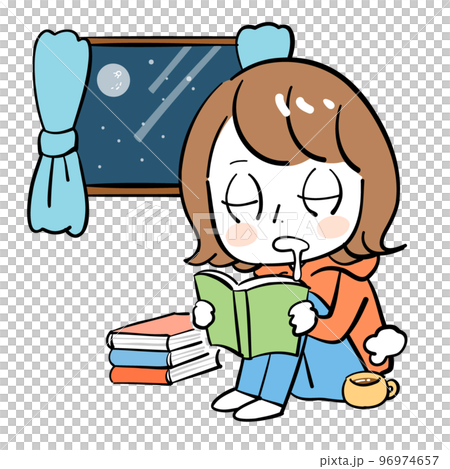 Female reading sleeping night Female reading sleeping night 96974657