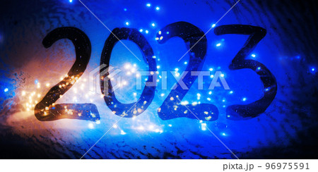 New year background of misted glass. 2023 numbers New year background of misted glass. 2023 numbers 96975591