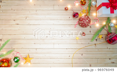 top view merry christmas and happy new year card and wallpaper design 96976049