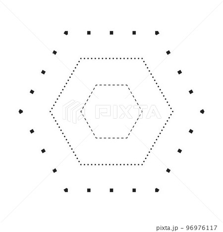 Tracing hexagon shape symbol, dashed and dotted broken line element for preschool, kindergarten and Montessori kids prewriting, drawing and cutting practice activities in vector illustration Tracing hexagon shape symbol, dashed and dotted broken line element for preschool, kindergarten and Montessori kids prewriting, drawing and cutting practice activities in vector illustration 96976117