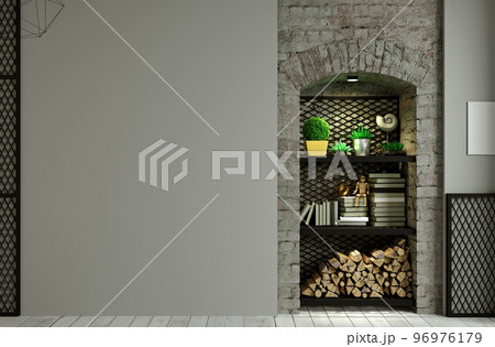 Mockup empty wall background loft for painting Mockup empty wall background loft for painting 96976179