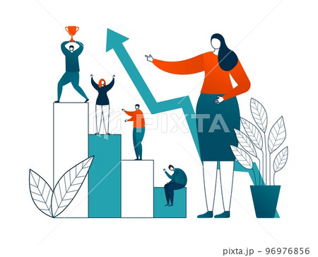 Development growth thin lines vector illustration. Career concept for human resources management, helping employees to grow. Development growth thin lines vector illustration. Career concept for human resources management, helping employees to grow. 96976856