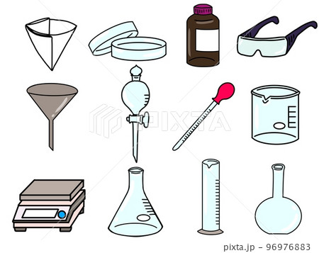 かわいい実験用具のアイコンセット 96976883