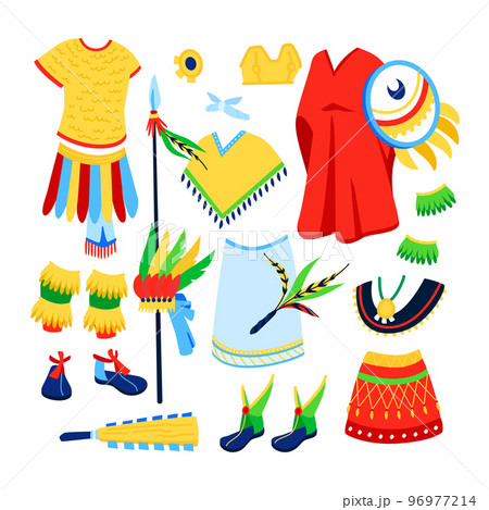 Clothing of the ancient Mayans - flat design style illustration set 96977214
