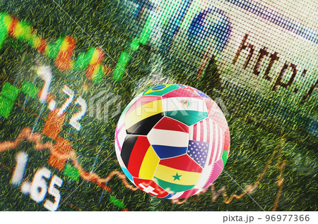 Soccerball and bet concept with football analysis and statistics 96977366
