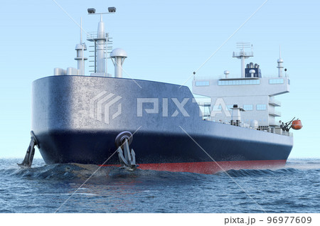 Oil tanker closeup, sailing in ocean. 3D rendering 96977609