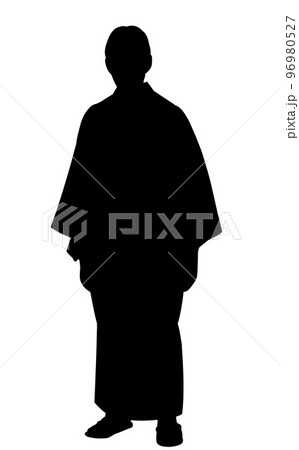 着物 男性 シルエット 全身 96980527