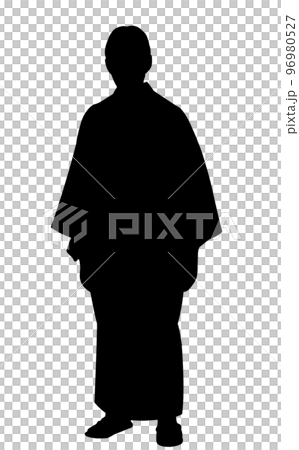 着物 男性 シルエット 全身 96980527