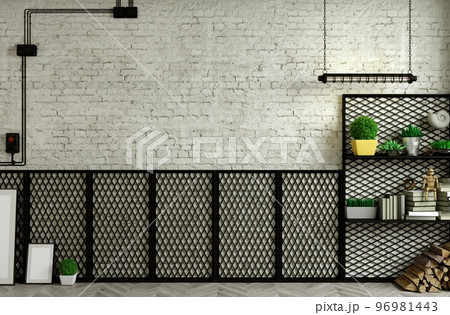 Mockup empty wall background loft for painting Mockup empty wall background loft for painting 96981443