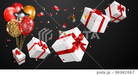 Background with gift boxes and balloons Background with gift boxes and balloons 96982667