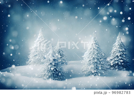 Winter scene with snow and pine trees. Banner, copy space, advertisement. Winter scene with snow and pine trees. Banner, copy space, advertisement. 96982783