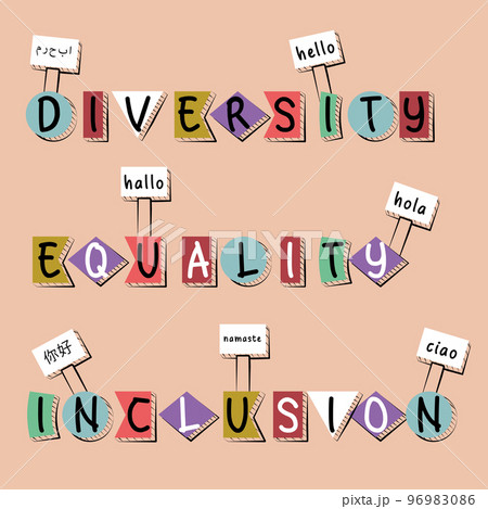 Diversity equality and inclusion cut text concept Vector 96983086
