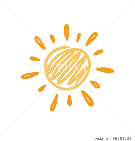 Doodle sun sketch illustration. Hand drawn cute orange sunshine. Scribble doodle children drawn style. Vector Doodle sun sketch illustration. Hand drawn cute orange sunshine. Scribble doodle children drawn style. Vector 96983232