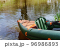 Kayaking trip on the river. Rafting in kayaks. Active recreation on the water. 96986893