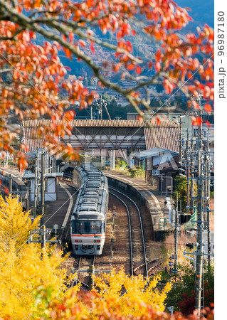【高山本線】飛騨萩原駅を通過するひだ号 96987180