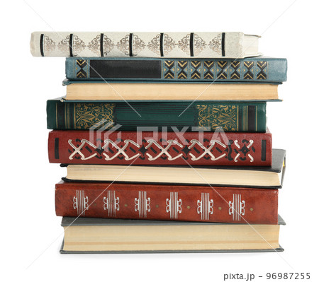 Collection of different books isolated on white Collection of different books isolated on white 96987255
