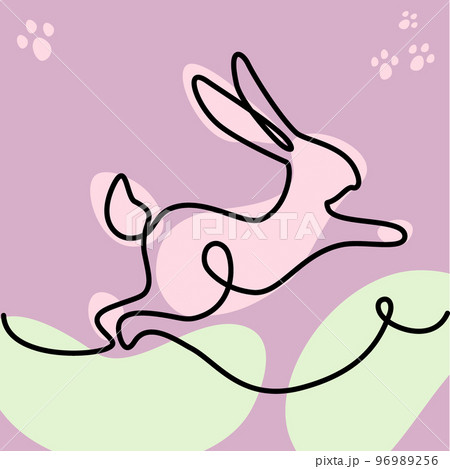 Rabbit as the symbol of the year according to the Chinese calendar in one solid line. Christmastime Rabbit as the symbol of the year according to the Chinese calendar in one solid line. Christmastime 96989256
