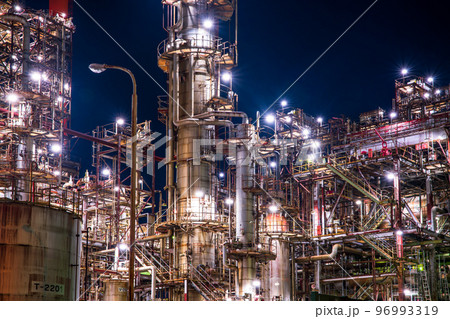 三重県　四日市　工場夜景　石原町　石油プラント 96993319
