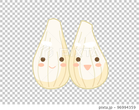らっきょうやラッキョウの甘酢漬けをキャラクターにしたイラスト らっきょうやラッキョウの甘酢漬けをキャラクターにしたイラスト 96994359