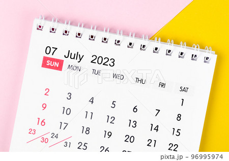 The July 2023 Monthly desk calendar for 2023 year on beautiful background. The July 2023 Monthly desk calendar for 2023 year on beautiful background. 96995974