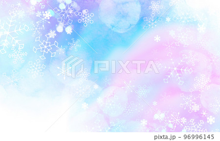 雪の結晶　背景素材　水彩 96996145