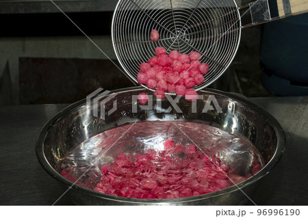 TabTim Krob (Water Chestnuts in Coconut Milk) Thai dessert 96996190